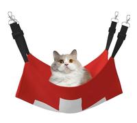 HMBGFW Swiss Flag Reversible Cat Hanging Hammock Soft Breathable Pet Cage Hammock with Double Sided Hanging Bed for Small Dogs Rabbits