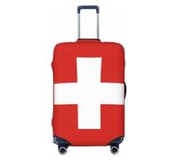 Hmbgfw Swiss Flag Travel Luggage Cover Suitcase Protector Fits 18-32 Inch Suitcase Travel Accessories, Black, L