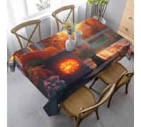 HMBGFW Table Cloth Rectangle,Full Print Waterproof Tablecloth, Perfect for Parties, Weddings, 35x55 InchThe Courtyard at Dusk