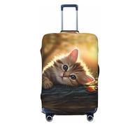 Hmbgfw The Thinking Cat Travel Luggage Cover Suitcase Protector Fits 18-32 Inch Suitcase Travel Accessories, Black, S