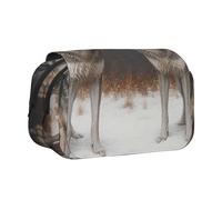 HMBGFW Two wolves in the snow Cute Big Capacity Pencil Pen Case Office Large Storage High Capacity Bag Box Organizer