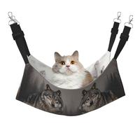 HMBGFW Two Wolves in The Snow Reversible Cat Hanging Hammock Soft Breathable Pet Cage Hammock with Double Sided Hanging Bed for Small Dogs Rabbits