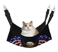 HMBGFW USA Flag Patriotic Eagle Reversible Cat Hanging Hammock Soft Breathable Pet Cage Hammock with Double Sided Hanging Bed for Small Dogs Rabbits