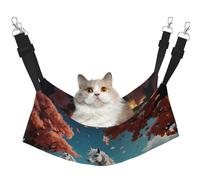 HMBGFW White Stallion Under The Peach Blossom Tree Reversible Cat Hanging Hammock Soft Breathable Pet Cage Hammock with Double Sided Hanging Bed for Small Dogs Rabbits