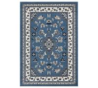 Blue Traditional Bordered Rug Easy To Clean Dining Room-66 X 230Cm (Runner)