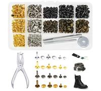 HMCEY 360 Pieces Hollow Rivets, Leather Rivets Set, Studs for Clothes, Hammer Rivets, Decorative Rivets, Rivet Pliers Set Clothing, Double Head Rivets Metal Rivets with Drilling Tools for Crafts, 12