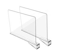 Hmdivor Acrylic Shelf Dividers for Closets 2 Pcs Clear Shelf Separators for Organization in Bedroom, Kitchen and Office Shelves