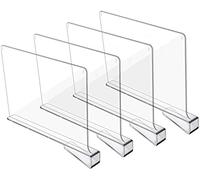 Hmdivor Acrylic Shelf Dividers for Closets 4 Pcs Clear Shelf Separators for Organization in Bedroom, Kitchen and Office Shelves