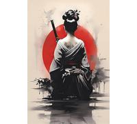 HMDKHI Japanese Bushido Poster Pictures, Ninjas Samurai Figures Painting, Mount Fuji Poster, Without Frame (JP-09, 1 Piece, 70 x 100 cm)