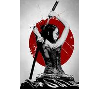 HMDKHI Japanese Bushido Poster - Samurai & Ninjas Figures, Mount Fuji, 30 x 40 cm (JP-07, 1 Piece, No Frame)