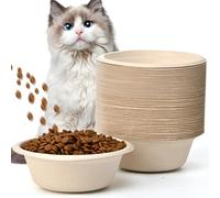 HMDZMR Disposable Cat Food Bowls 100 Pack Paper Cat Bowls 12 Oz Travel Feeding Bowl for Small Dog Kittens Puppies, Wet and Dry Food