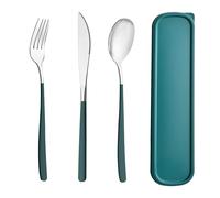 HMDZMR Travel Utensils with Case, 4pc Reusable Utensils Set with Case, Camping Utensil Set, Portable Silverware Lunch Utensils Set for Work Camping School (Green)