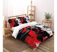 HMELTDIM Blood Day Warrior Bedding Set 3D Digital Printing Dark Warrior Duvet Cover Set Microfiber Quilt Cover Universal for All Seasons with Pillow Super King（260x220cm）