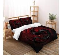 HMELTDIM Blood Dragon Bedding Set Theme Bedspread Cartoon Animal Duvet Cover Set Microfiber Quilt Cover Universal for All Seasons with Pillowcase Super King（260x220cm）