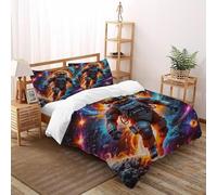 HMELTDIM Colourful Astronauts Bedding Set 3D Digital Printing Cosmic Adventure Duvet Cover Set Microfiber Quilt Cover Universal for All Seasons with Pillow Super King(260x220cm)