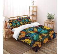 HMELTDIM Colourful Butterflies Bedding Sets for Boys Kids Duvet Cover 3D Glowing Butterfly Comforter Cover Bed Set Ultra Soft Room Decor Double（200x200cm）