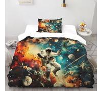 HMELTDIM Cosmic Starry Sky Bedding Sets for Boys Kids Duvet Cover 3D Interstellar Wanderings Comforter Cover Bed Set Ultra Soft Room Decor Single(135x200cm)