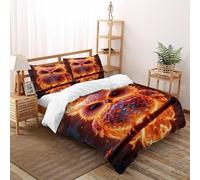 HMELTDIM Flaming Owl Bedding Set 3D Digital Printing Fantasy Animal Duvet Cover Set Microfiber Quilt Cover Universal for All Seasons with Pillow Super King(260x220cm)