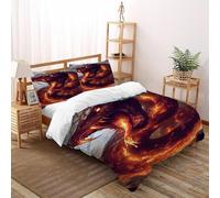 HMELTDIM Flaming Snake Bedding Set 3D Design Fire Serpent Duvet Cover Set Chic Breathable Comforter Cover for Boys&Girls with Pillowcase Double（200x200cm）
