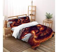 HMELTDIM Flaming Snake Bedding Set 3D Design Fire Serpent Duvet Cover Set Chic Breathable Comforter Cover Suitable for Family,couple,children Pillowcase King（220x240cm）