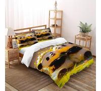 HMELTDIM Flower Crown Pandas Bedding Set 3D Digital Printing Cute Pandas Duvet Cover Set Microfiber Quilt Cover Universal for All Seasons with Pillow Super King(260x220cm)