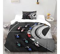 HMELTDIM Formula Racing Bedding Set 3D Design Racing Car Duvet Cover Set Chic Breathable Comforter Cover for Boys&Girls with Pillowcase Single（135x200cm）