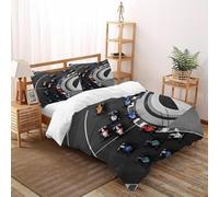 HMELTDIM Formula Racing Bedding Set 3D Digital Printing Racing Car Duvet Cover Set Microfiber Quilt Cover Universal for All Seasons with Pillow Double（200x200cm）