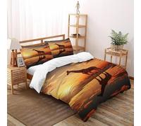 HMELTDIM Giraffe Sunset Bedding Set 3D Digital Printing Animal Themes Wildlife Duvet Cover Set Chic Breathable Comforter Cover Girl Woman with Pillow Double(200x200cm)