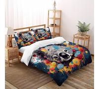 HMELTDIM Koalas Bedding Set 3D Digital Printing Splashed Ink Koala Duvet Cover Set Microfiber Quilt Cover Universal for All Seasons with Pillow Double(200x200cm)
