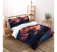 HMELTDIM Leopard Full Moon Bedding Set Theme Bedspread Animal Themes Wildlife Duvet Cover Set Microfiber Comforter Cover Universal for All Seasons with Pillowcase Double（200x200cm）