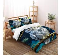 HMELTDIM Moonlit Owl Bedding Set 3D Design Owl Duvet Cover Set Chic Breathable Comforter Cover for Boys&Girls with Pillowcase King(220x240cm)