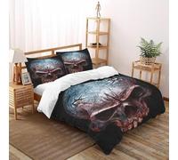HMELTDIM Skeleton Bedding Set 3D Design Horror Skeleton Duvet Cover Set Chic Breathable Comforter Cover Suitable for Family,couple,children Pillowcase Double（200x200cm）