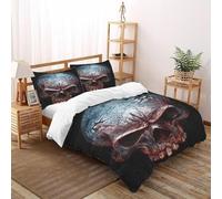 HMELTDIM Skeleton Bedding Set 3D Design Horror Skeleton Duvet Cover Set Chic Breathable Comforter Cover Suitable for Family,couple,children Pillowcase Super King（260x220cm）