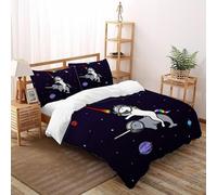 HMELTDIM Space Narwhal Adventure Bedding Set 3D Design Narwhal Duvet Cover Set Chic Breathable Comforter Cover for Boys&Girls with Pillowcase Double（200x200cm）
