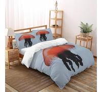 HMELTDIM Striking Jellyfish Bedding Set 3D Design Red Jellyfish Duvet Cover Set Chic Breathable Comforter Cover Suitable for Family,couple,children Pillowcase Super King（260x220cm）