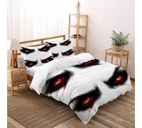 HMELTDIM Terrifying Red Eyes Bedding Set 3D Digital Printing Dark Magic Eyes Duvet Cover Set Microfiber Quilt Cover Universal for All Seasons with Pillow Super King(260x220cm)