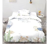 HMELTDIM Under The Sea Bedding Sets for Boys Kids Duvet Cover 3D Cute Sea Creatures Comforter Cover Bed Set Ultra Soft Room Decor Single（135x200cm）