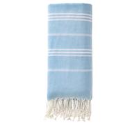 HMETOL 1 Pack Stripe Turkish Beach Towel with Tassel, Quick Dry, Sand Free, Functional As Beach Towel, Bath Towel, Yoga Mat Light Blue 180 x 90cm