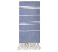 HMETOL 1 Pack Stripe Turkish Beach Towel with Tassel, Quick Dry, Sand Free, Functional As Beach Towel, Bath Towel, Yoga Mat Royal Blue 180 x 90cm