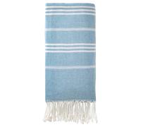 HMETOL 1 Pack Stripe Turkish Beach Towel with Tassel, Quick Dry, Sand Free, Functional As Beach Towel, Bath Towel, Yoga Mat Blue 180 x 90cm