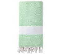 HMETOL 1 Pack Turkish Beach Towel, Geometric Design with Tassel, Sandproof, Quick Dry, Versatile As Yoga Mat, Picnic Blanket, Travel Blanket Green 180 x 100cm