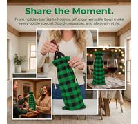HMETOL 6 Pack Gift Bags Drawstring Wine Bottle Gift Bags with Handles | Durable, thick-material multi-purpose handled bags with convenient drawstrings. Green 15cm x 35cm
