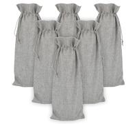 HMETOL 6 Pack Gift Bags Single Wine Bottle Gift Bags with Handles | Durable, thick-material multi-purpose handled bags with convenient drawstrings. Gray 15cm x 35cm