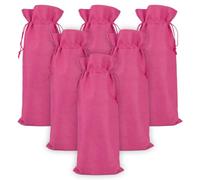 HMETOL 6 Pack Gift Bags Single Wine Bottle Gift Bags with Handles | Durable, thick-material multi-purpose handled bags with convenient drawstrings. Rose Red 15cm x 35cm