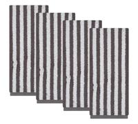 HMETOL Classic Striped Cotton Hand Towels, Ultra Plush Absorbent Quick Dry Towels for Bathroom, Kitchen, Guest Room, 34 x 73 cm Grey Pack of 4