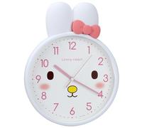 HMETOL Cute Bunny Face Wall Clock, 3D Bow-Accent Rabbit Silent Clock Clocks, Battery Operated for Kitchen, Living Room, Office, Bedroom White 34cm x 26cm x 3.8cm