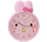 HMETOL Cute Bunny Face Wall Clock, 3D Bow-Accent Rabbit Silent Clock Clocks, Battery Operated for Kitchen, Living Room, Office, Bedroom Pink 34cm x 26cm x 3.8cm