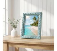 HMETOL Dopamine Colorful Funky Photo Frame with HD Glass Picture Frame | Triple-size matrix for, prints. Energizes bedroom vanity or office desk. Shatterproof ABS Blue 4" x 6"