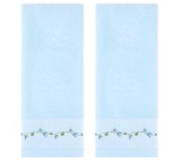 HMETOL Floral Embroidered Hand Towels for Bathroom, 34 x 74 cm Soft Absorbent Decorative Towel for Bath, Kitchen, Spa, Gym Blue Pack of 2