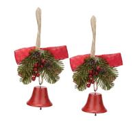 HMETOL Hanging Bells- Pack Vintage Rustic Iron Decorative Bells with Rope, Clear Negative Energy Witchy Decor Red 6cm x 6cm x 16cm
